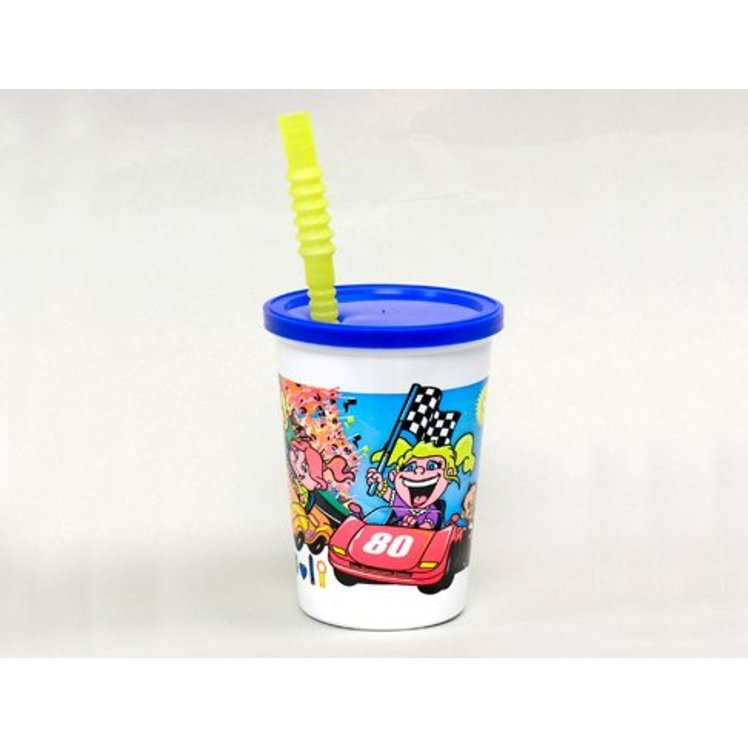 FUN-CUPS KID PLASTIC COMBO CUPS WITH LIDS & STRAWS