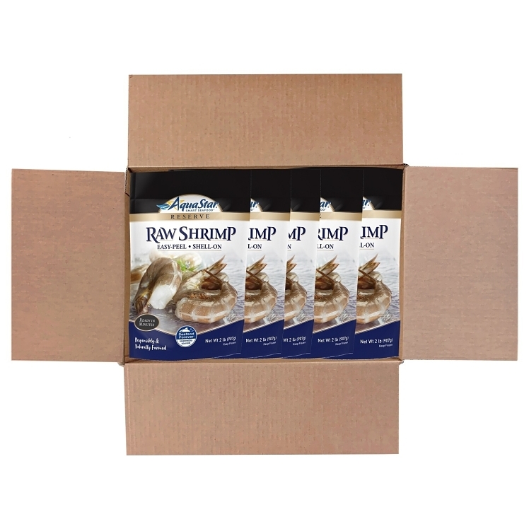 AQUA STAR SHELL/TAIL ON EASY-PEEL WHITE SHRIMP 26-30