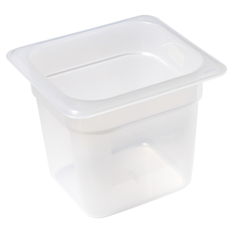 CAMBRO FOOD PAN SIXTH SIZE TRANSLUCENT 6 INCHES DEEP
