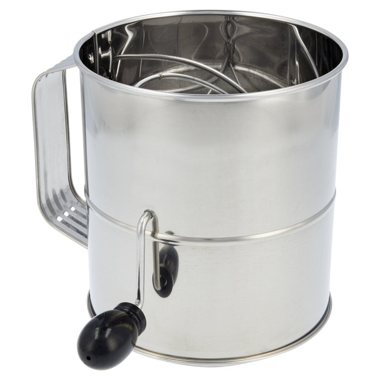 WINCO FLOUR SIFTER STAINLESS STEEL 8 CUP ROTARY