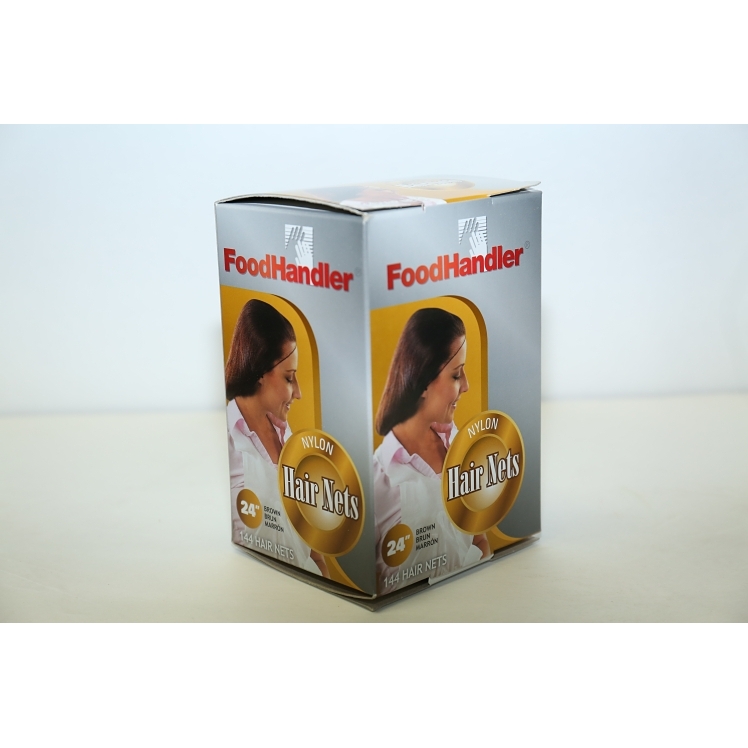 FOODHANDLER NYLON BROWN HAIR NETS 24 INCH