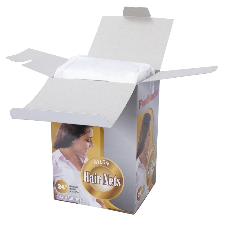 FOODHANDLER NYLON BROWN HAIR NETS 24 INCH