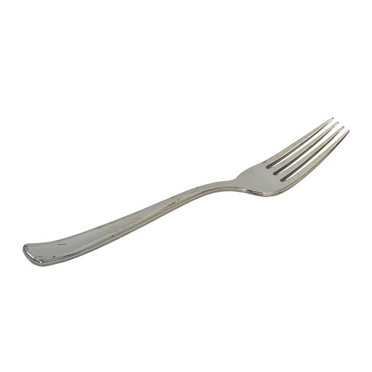 MONOGRAM FORK, HEAVYWEIGHT SILVER POLYPROPYLENE BULK PLASTIC