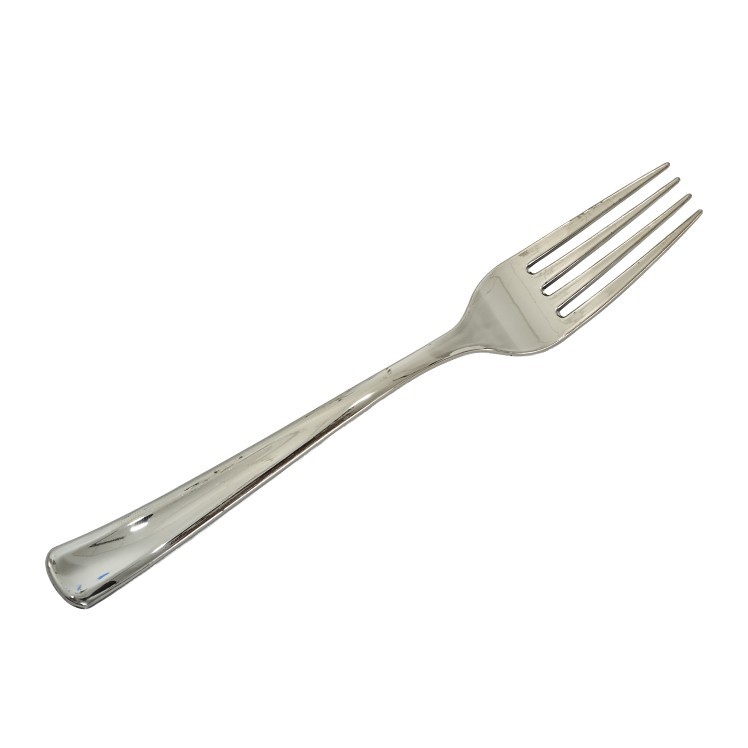 MONOGRAM FORK, HEAVYWEIGHT SILVER POLYPROPYLENE BULK PLASTIC