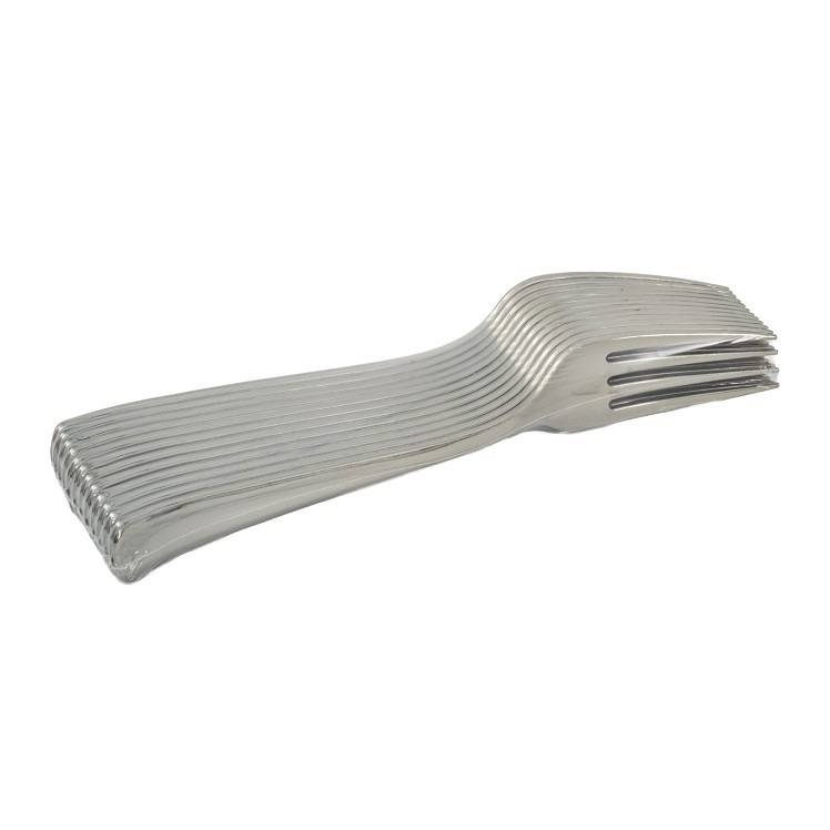 MONOGRAM FORK, HEAVYWEIGHT SILVER POLYPROPYLENE BULK PLASTIC