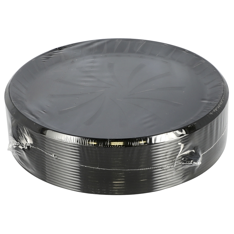 MONOGRAM 12 INCH BLACK ROUND PLASTIC SERVING TRAY