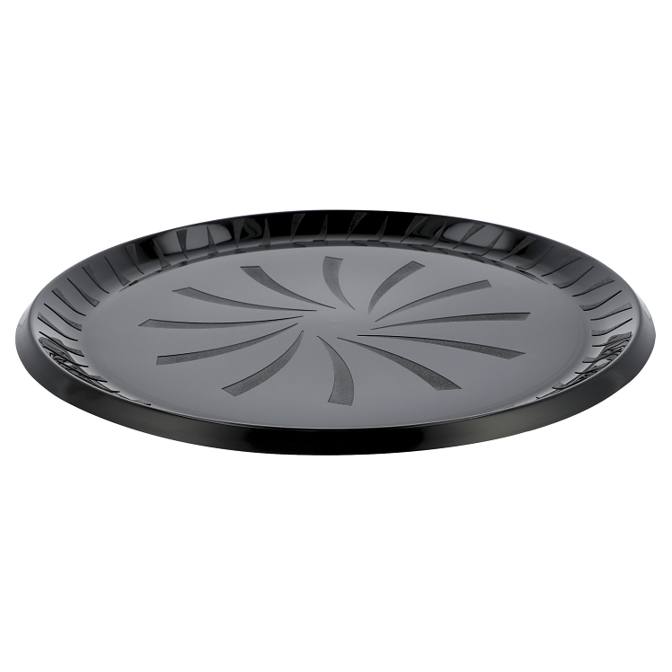 MONOGRAM 12 INCH BLACK ROUND PLASTIC SERVING TRAY