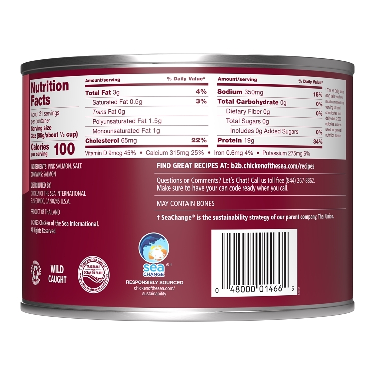 CHICKEN OF THE SEA INTERNATIONAL TRADITIONAL CANNED PINK SALMON