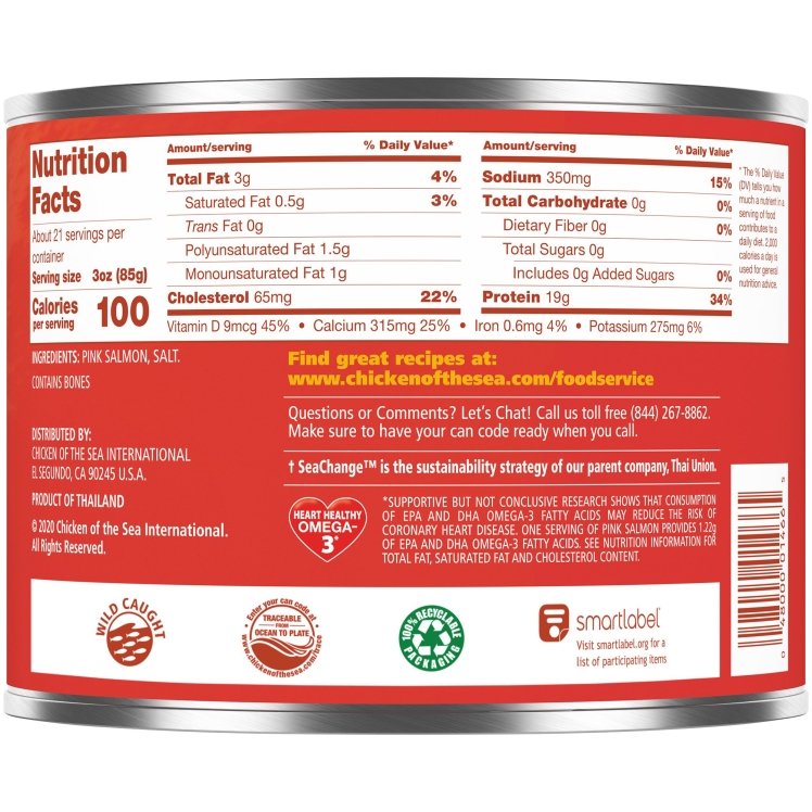CHICKEN OF THE SEA INTERNATIONAL TRADITIONAL CANNED PINK SALMON