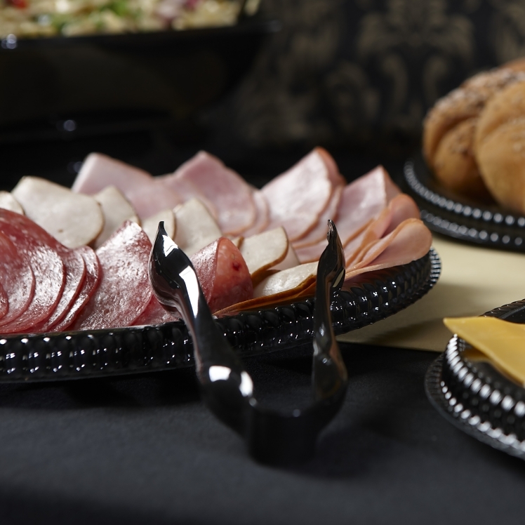 MONOGRAM 10 BLACK POLYSTYRENE PLASTIC SERVING TONG