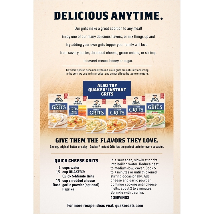 QUAKER QUICK WHITE CORN GRITS BAG SHELF