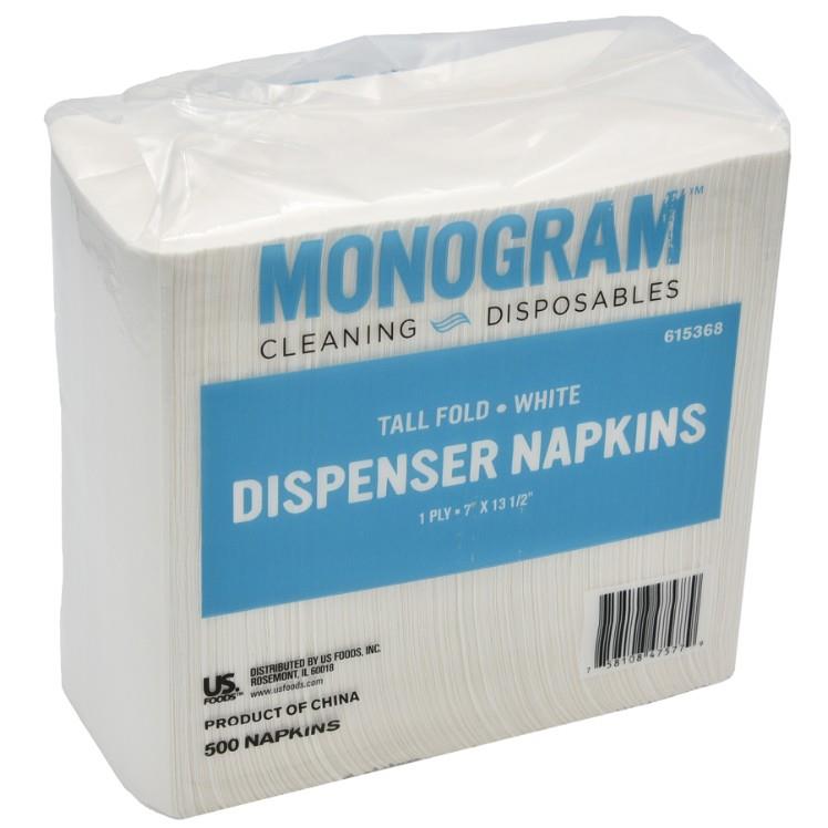 MONOGRAM TALL FOLD WHITE DISPENSER NAPKINS