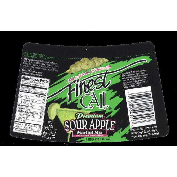 FINEST CALL PREMIUM COCKTAIL MIXERS SOUR APPLE