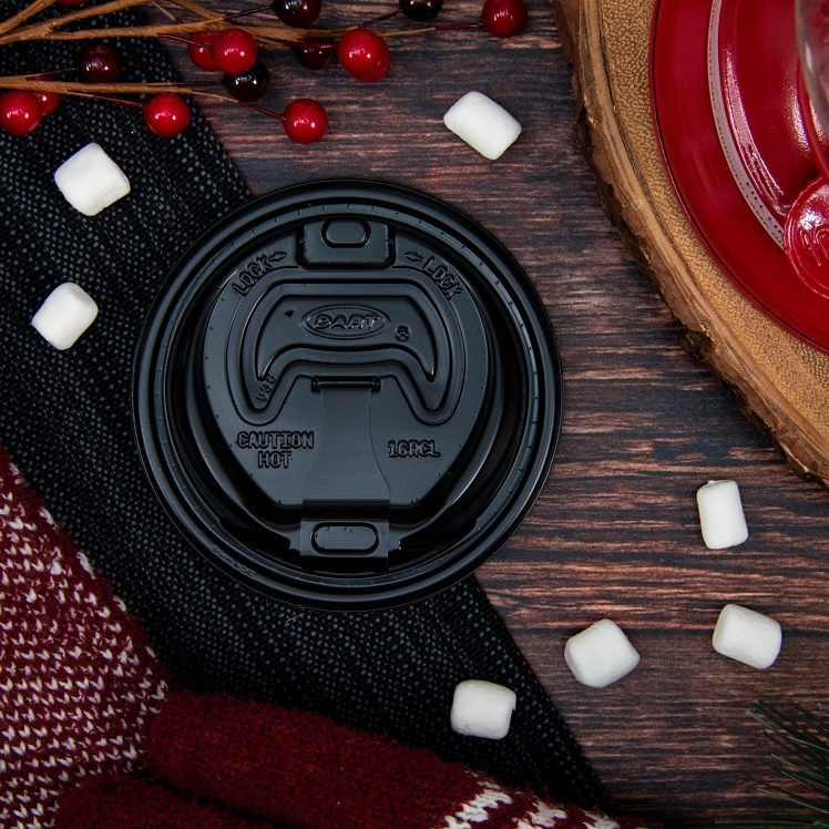 DART LID CUP 16 OZ BLACK PLASTIC