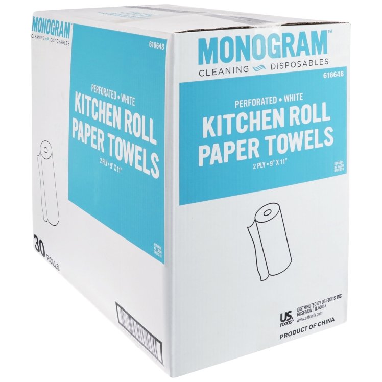 MONOGRAM TOWEL PAPER 9X11 PERFORATED ROLL WHITE 2