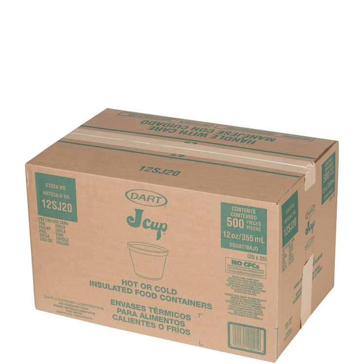 DART DART SQUAT FOAM FOOD CONTAINER 12 OZ