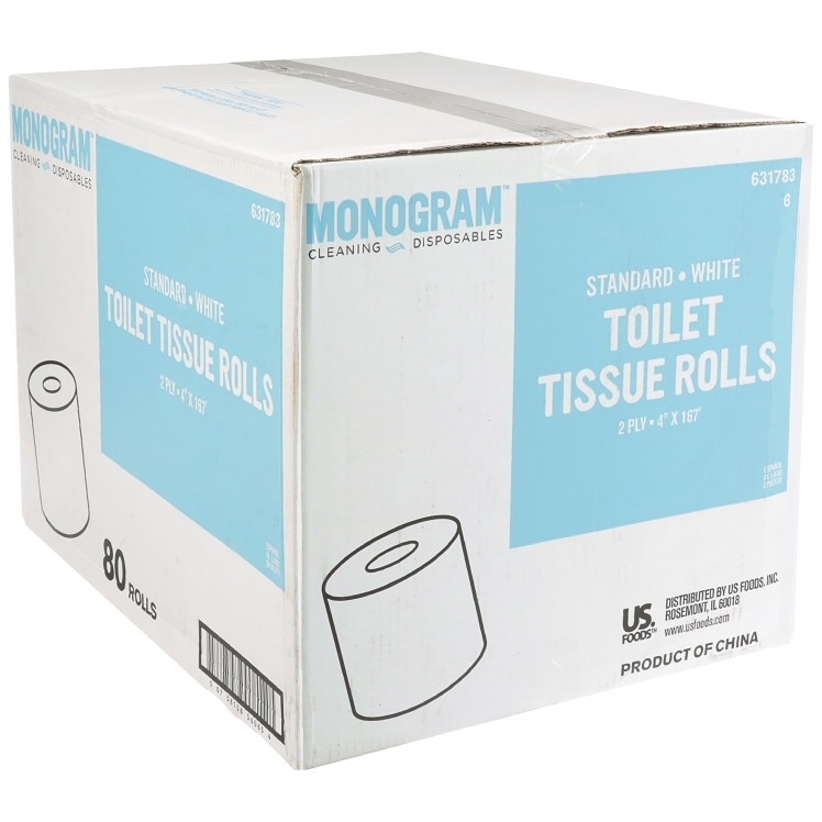 MONOGRAM TOLIET TISSUE ROLLS  2 PLY 4IN X 167FT