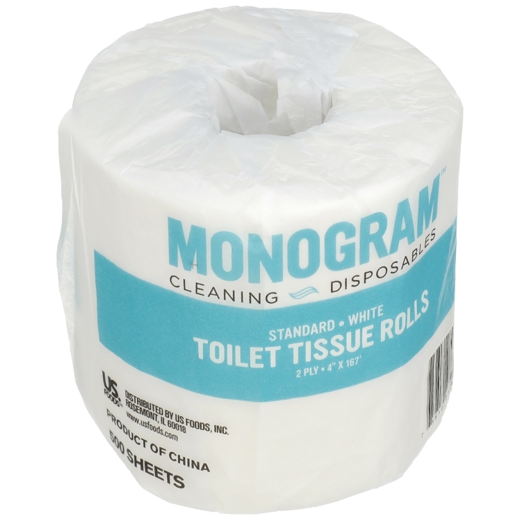 MONOGRAM TOLIET TISSUE ROLLS  2 PLY 4IN X 167FT