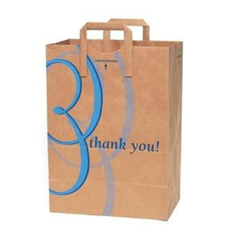 Duro Bag Shoping Bag with Handle Thank You Print Paper Kraft 12x7x17