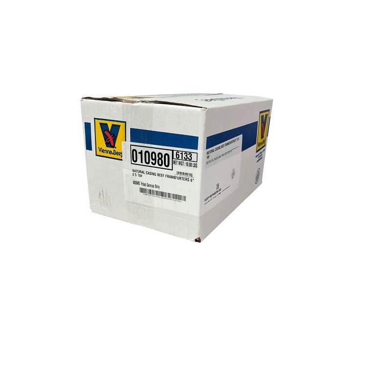 VIENNA BEEF HOT DOG ALL BEEF NATURAL CASING 6 INCH 8/1