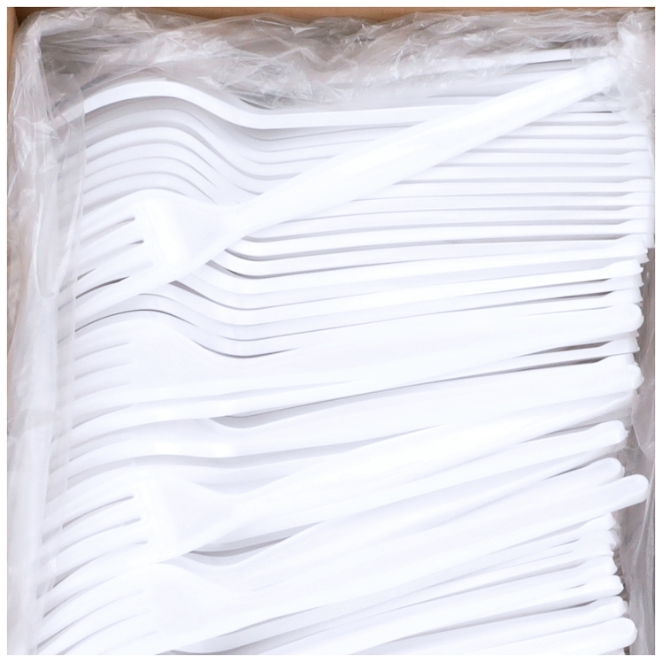 MONOGRAM HEAVY WEIGHT WHITE POLYSTYRENE PLASTIC FORKS