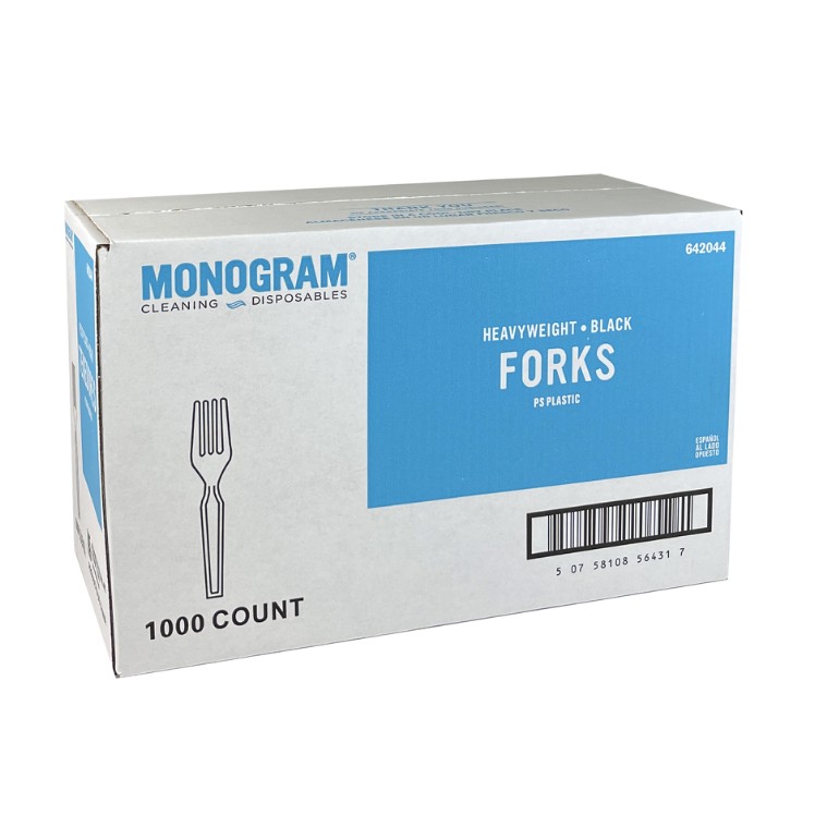 MONOGRAM FORK BLACK PLASTIC BULK