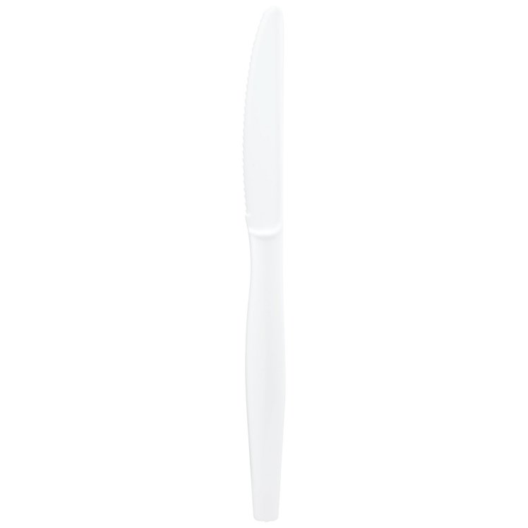 MONOGRAM HEAVY WEIGHT WHITE POLYSTYRENE PLASTIC KNIVES