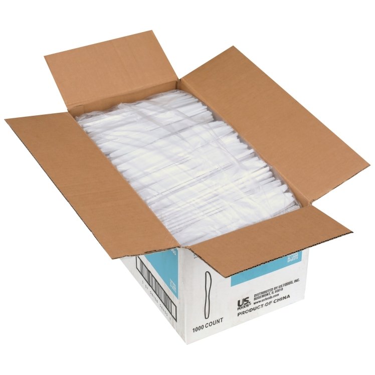 MONOGRAM HEAVY WEIGHT WHITE POLYSTYRENE PLASTIC KNIVES