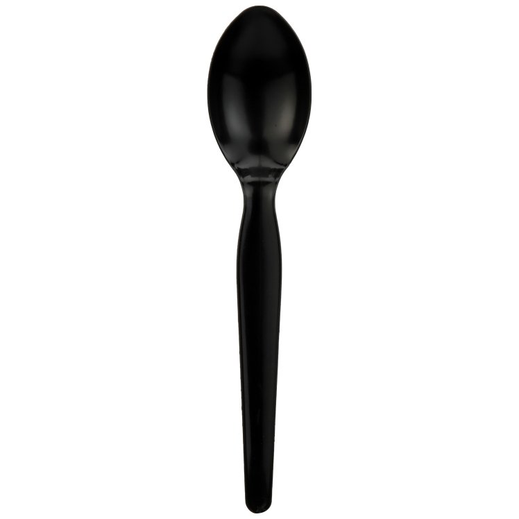 MONOGRAM HEAVY WEIGHT BLACK POLYSTYRENE PLASTIC TEASPOONS