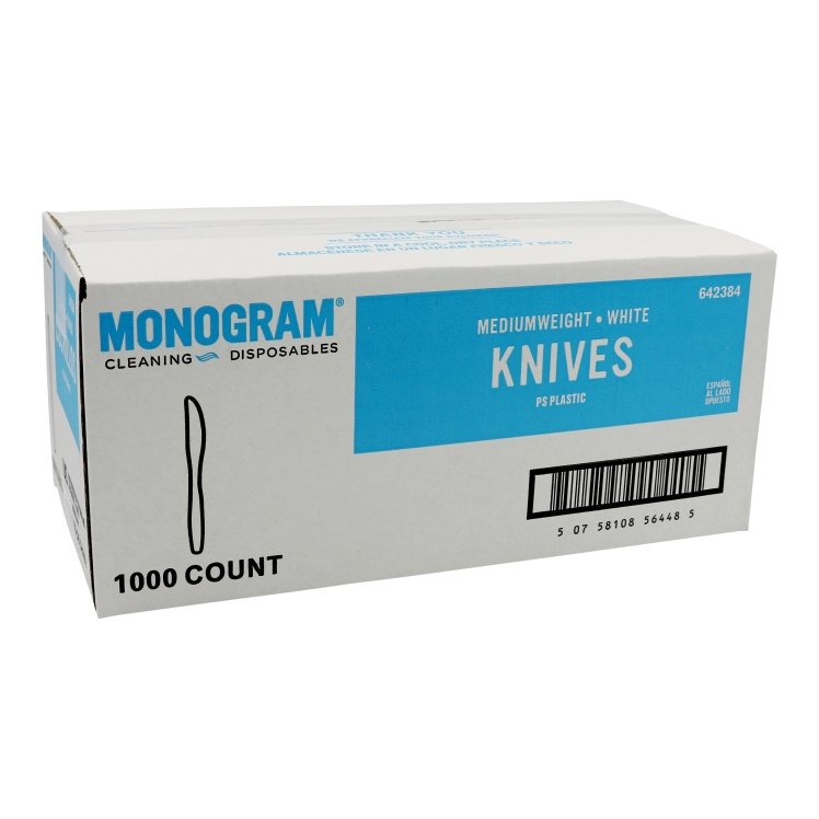MONOGRAM KNIFE WHITE POLYSTYRENE BULK PLASTIC