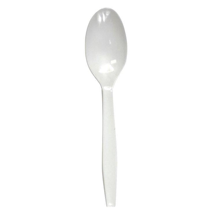 MONOGRAM MEDIUM WEIGHT WHITE PLASTIC TEASPOONS