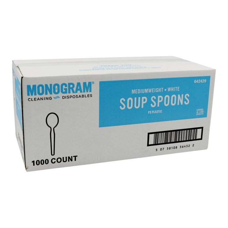 MONOGRAM MEDIUM WEIGHT WHITE POLYPROPYLENE SOUP SPOON