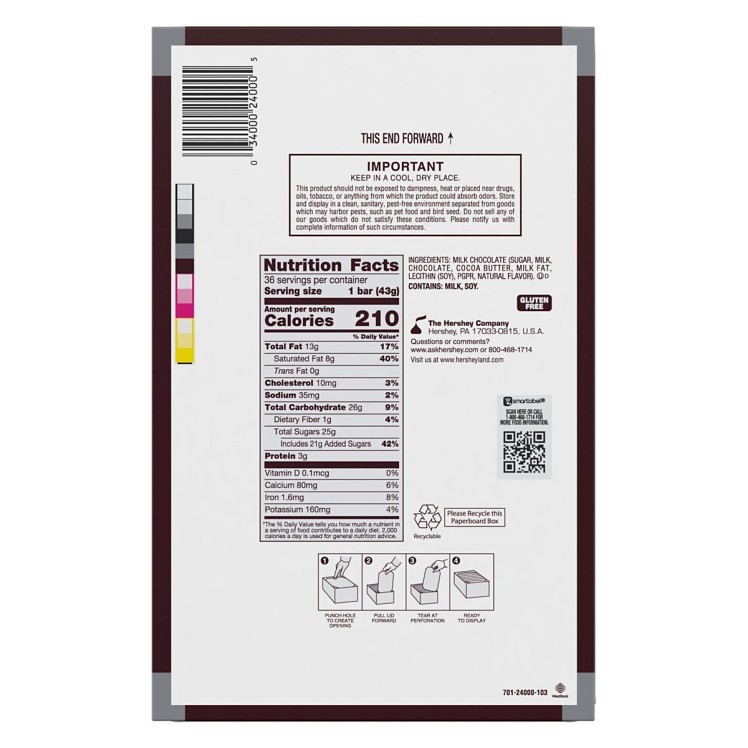 HERSHEY MILK CHOCOLATE CANDY BAR