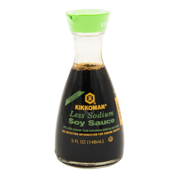 KIKKOMAN REDUCED SODIUM SOY SAUCE GLASS BOTTLE
