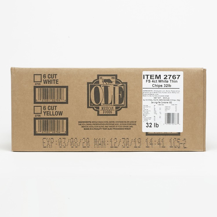 LA BANDERITA TORTILLA, RAW 4 CUT WHT CHIP