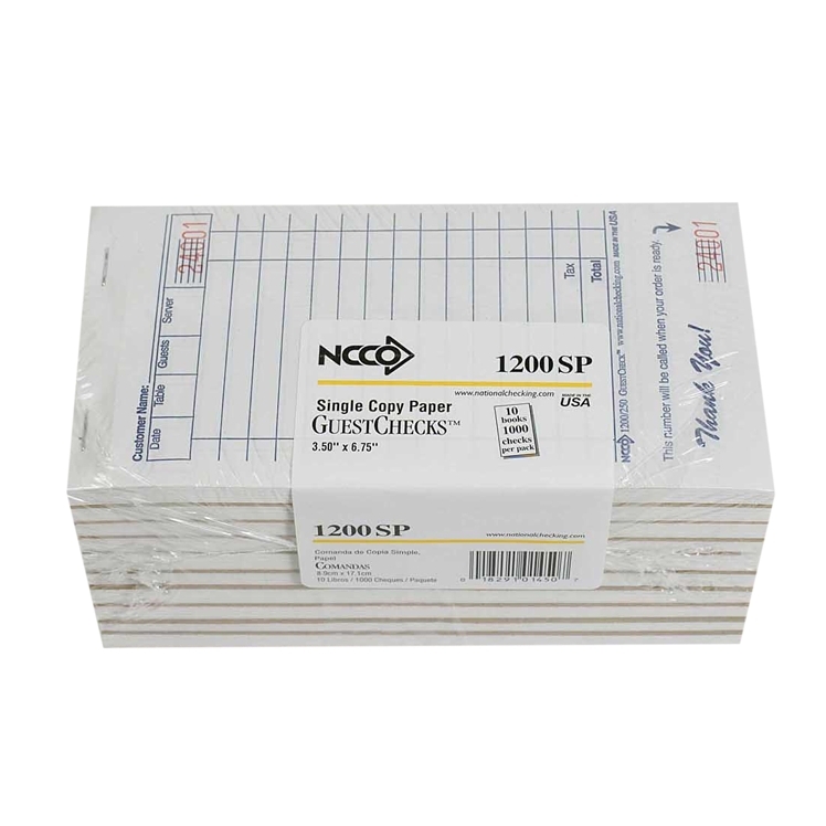 NCCO 1200SP 3.5X6.75 SINGLE COPY PAPER GUEST CHECKS 15 LINE WHITE