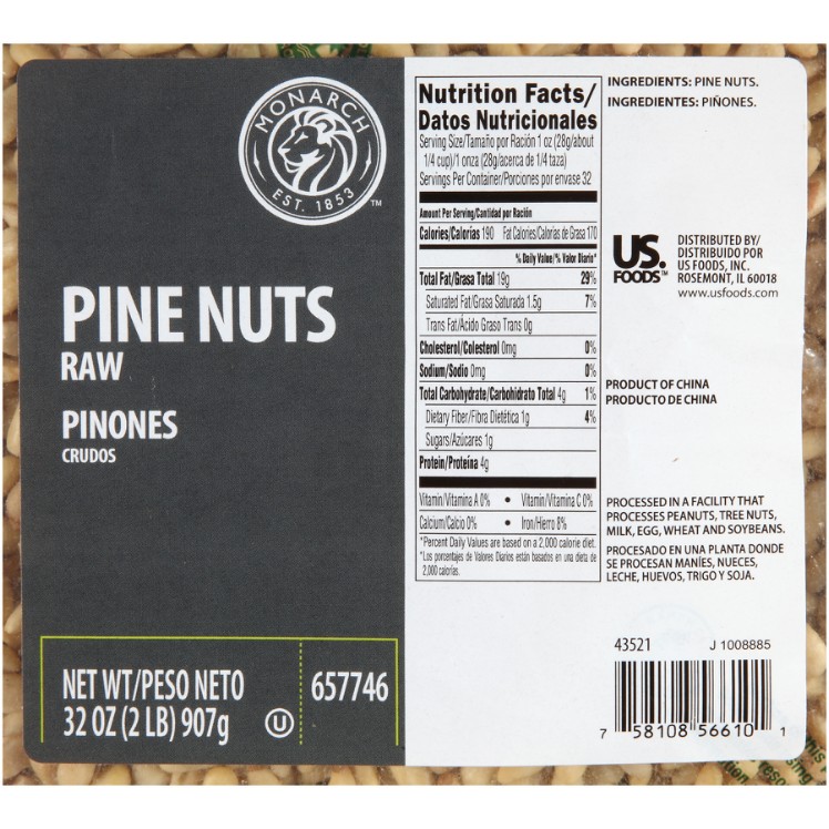 MONARCH WHOLE RAW UNSALTED SHELLED PINE NUT