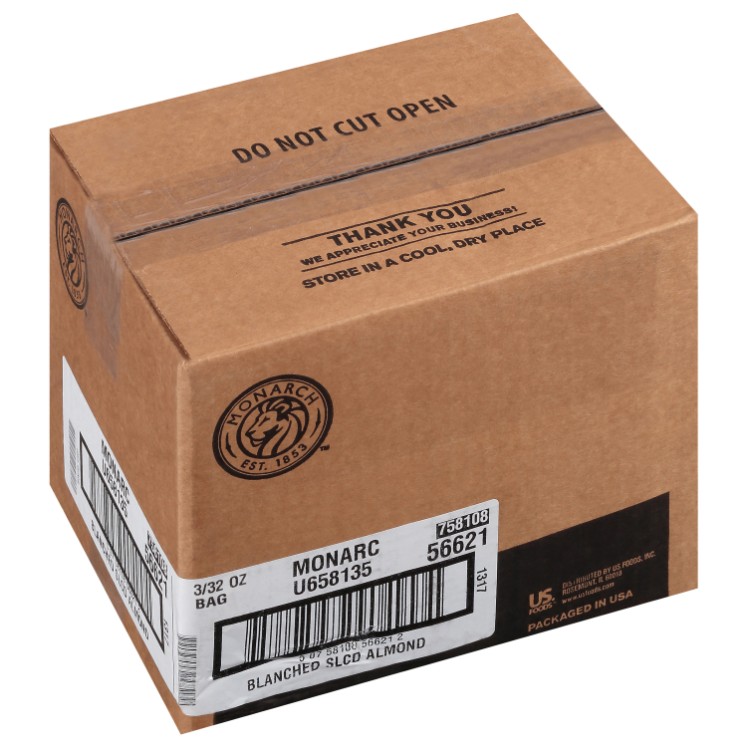 MONARCH SLICED BLANCHED SALTED ALMOND NUT BAG