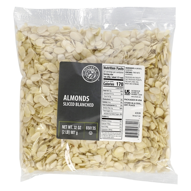 MONARCH SLICED BLANCHED SALTED ALMOND NUT BAG