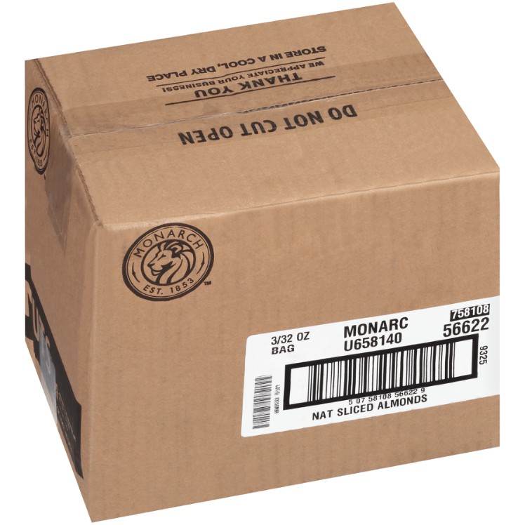 MONARCH SLICED UNSALTED RAW ALMOND NUT BAG