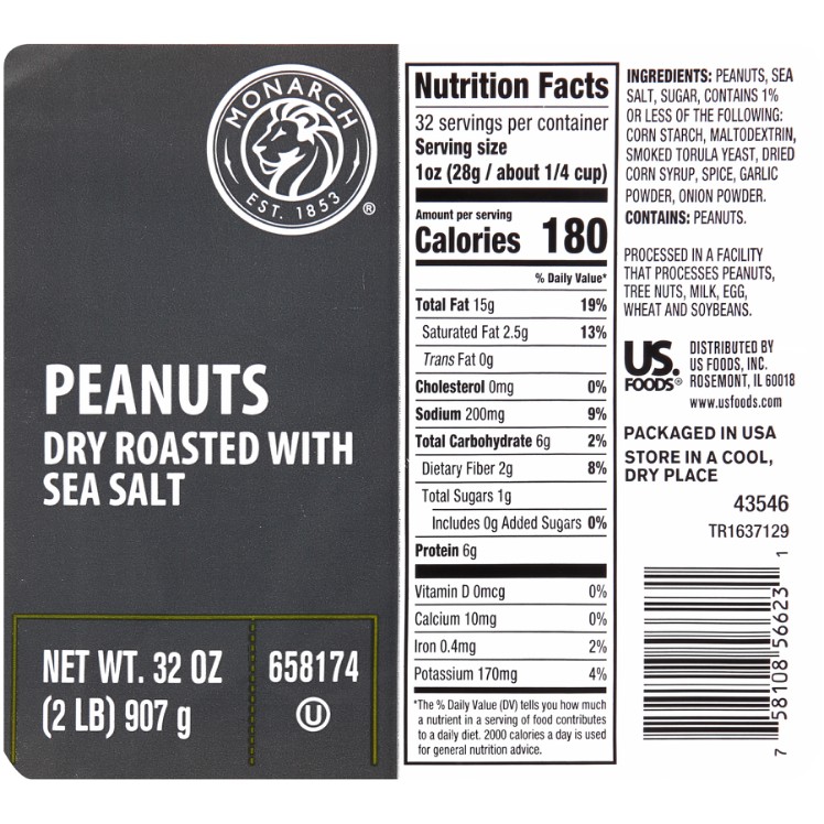 MONARCH DRY ROASTED WHOLE & HALF PEANUT