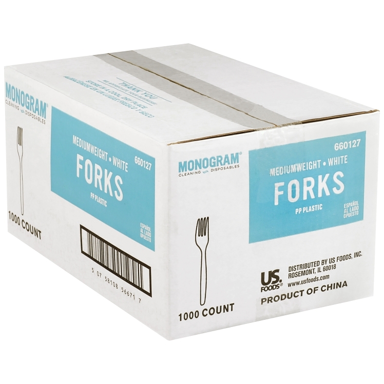 MONOGRAM FORK WHITE POLYPROPYLENE BULK PLASTIC