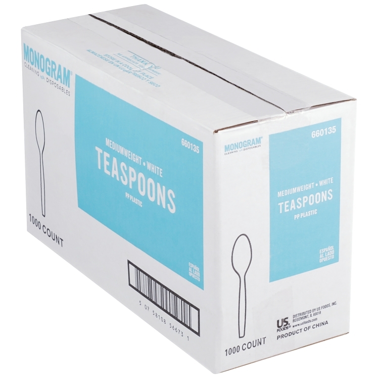 MONOGRAM WHITE POLYPROPYLENE TEA SPOON