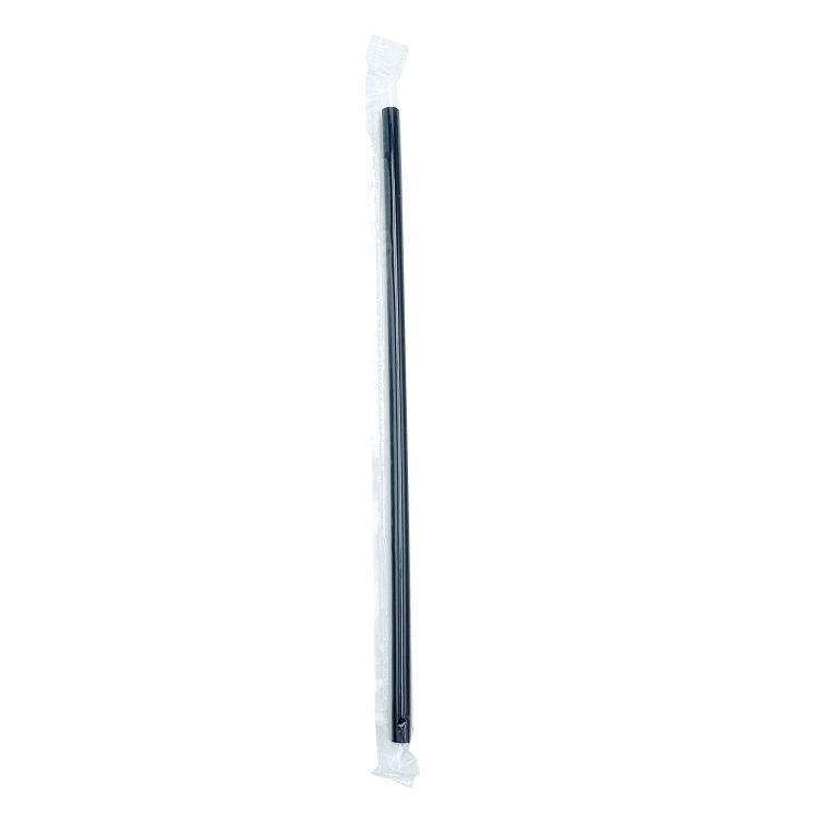 MONOGRAM 7.75 INCH JUMBO WRAPPED BLACK STRAWS