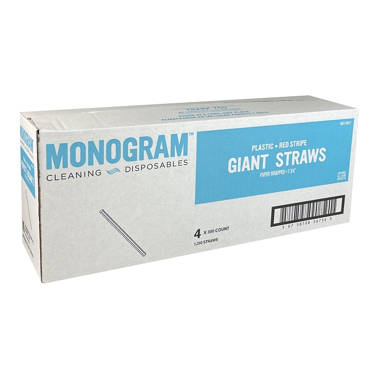 MONOGRAM STRAW GIANT 7.75 INCH RED STRIPE