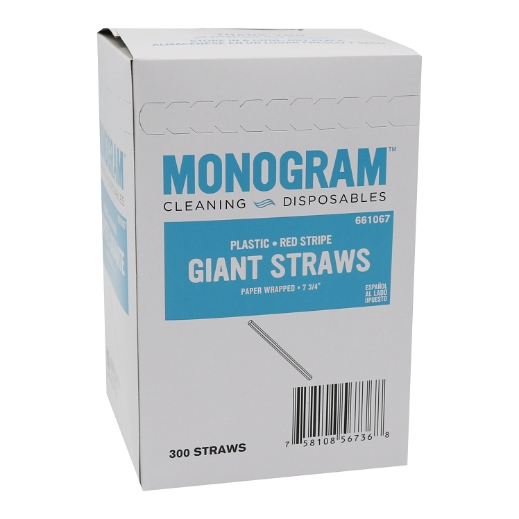 MONOGRAM STRAW GIANT 7.75 INCH RED STRIPE