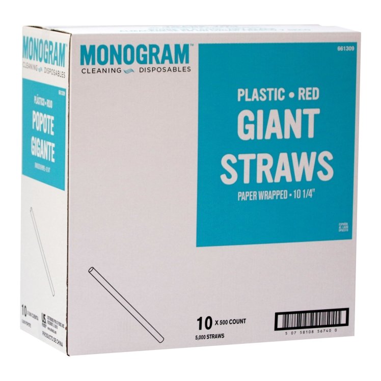 MONOGRAM STRAW GIANT 10.25 RED WRAPPED