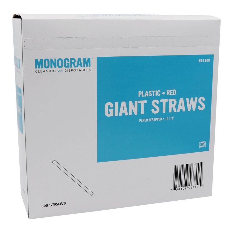 MONOGRAM STRAW GIANT 10.25 RED WRAPPED
