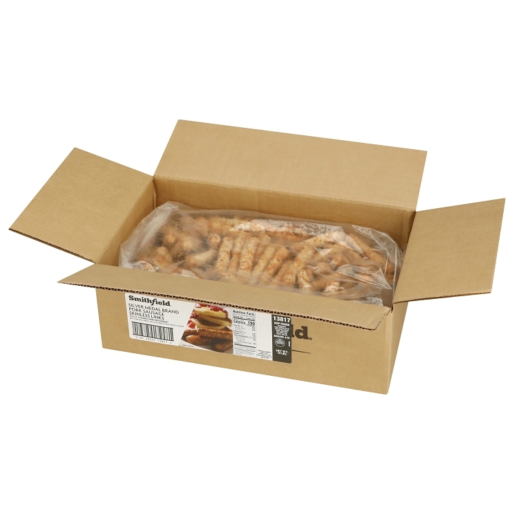 SMITHFIELD FARMLAND SILVER PORK SAUSAGE LINK COOKED 0.8OZ SKINLESS 13817