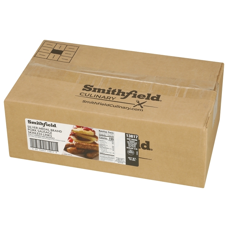 SMITHFIELD FARMLAND SILVER PORK SAUSAGE LINK COOKED 0.8OZ SKINLESS 13817